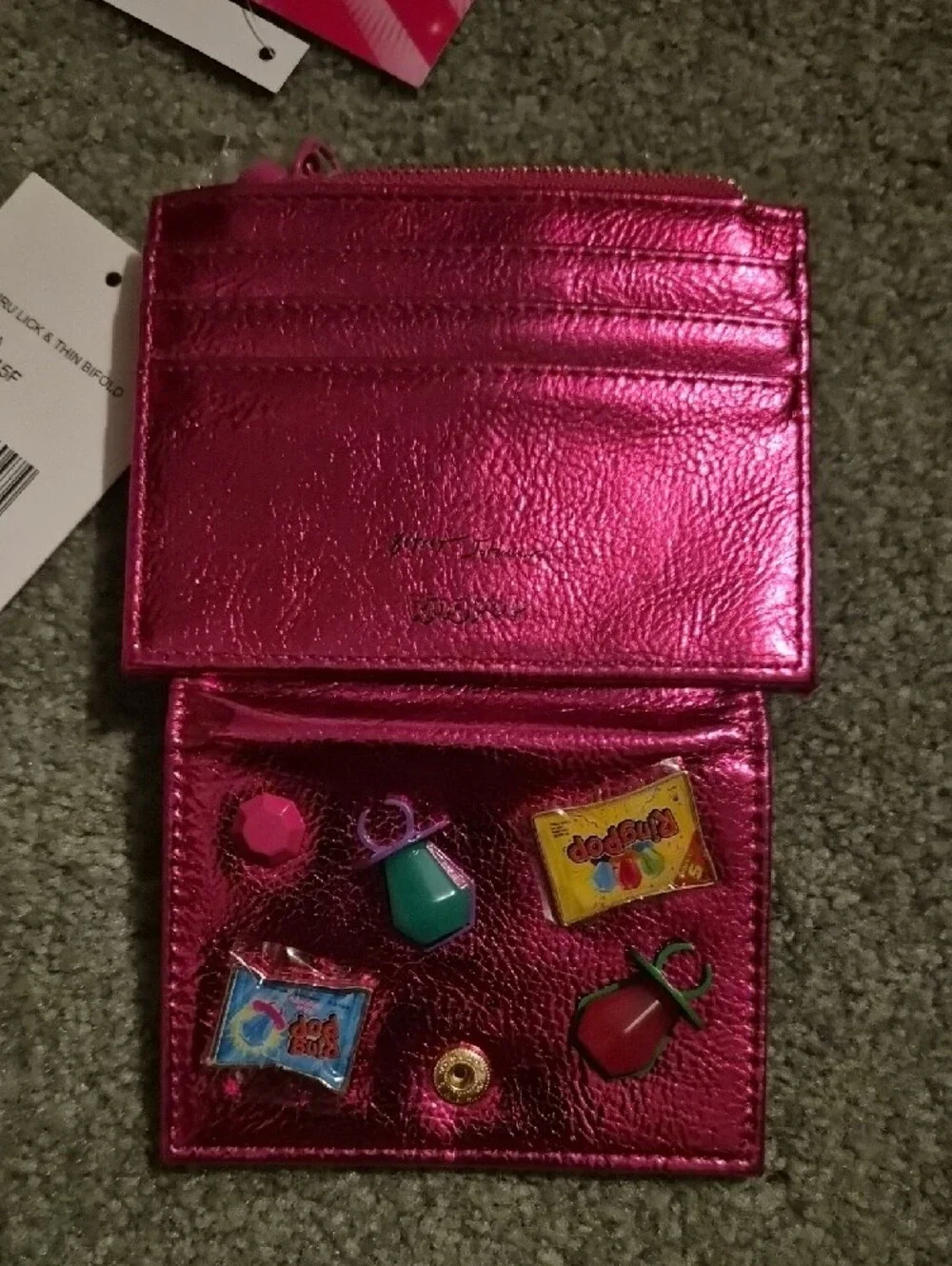 Extemely Rare!!  Betsey Johnson Ring Pop Metallic Hot Pink Wallet!